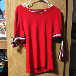 Tommy Hilfiger Red Top with Navy Accents